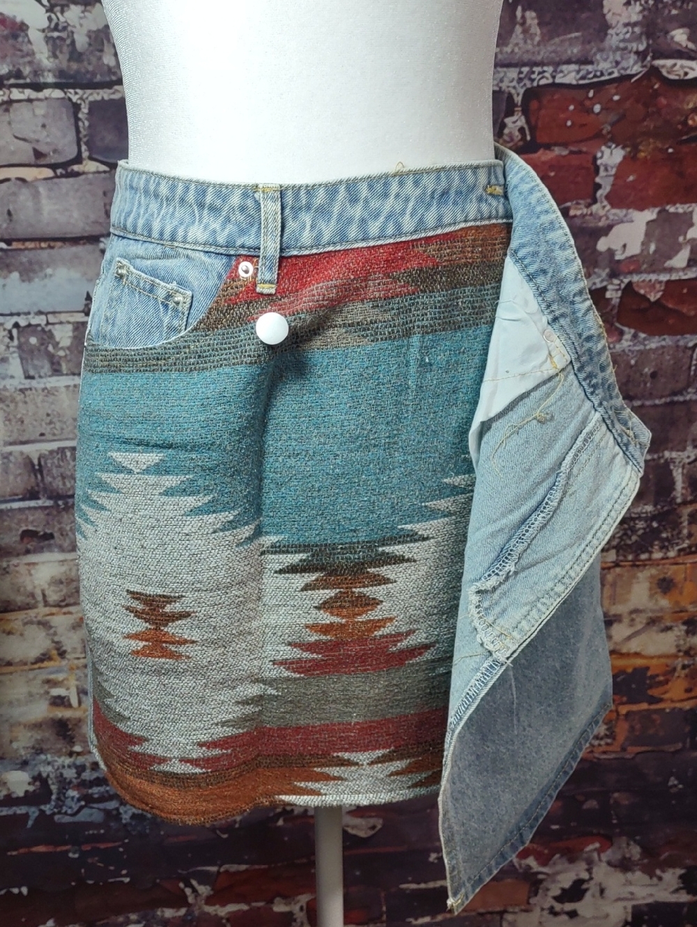 Miss Sparkling Southwestern Inspired Denim Wrap Skirt - Picture 6 of 9